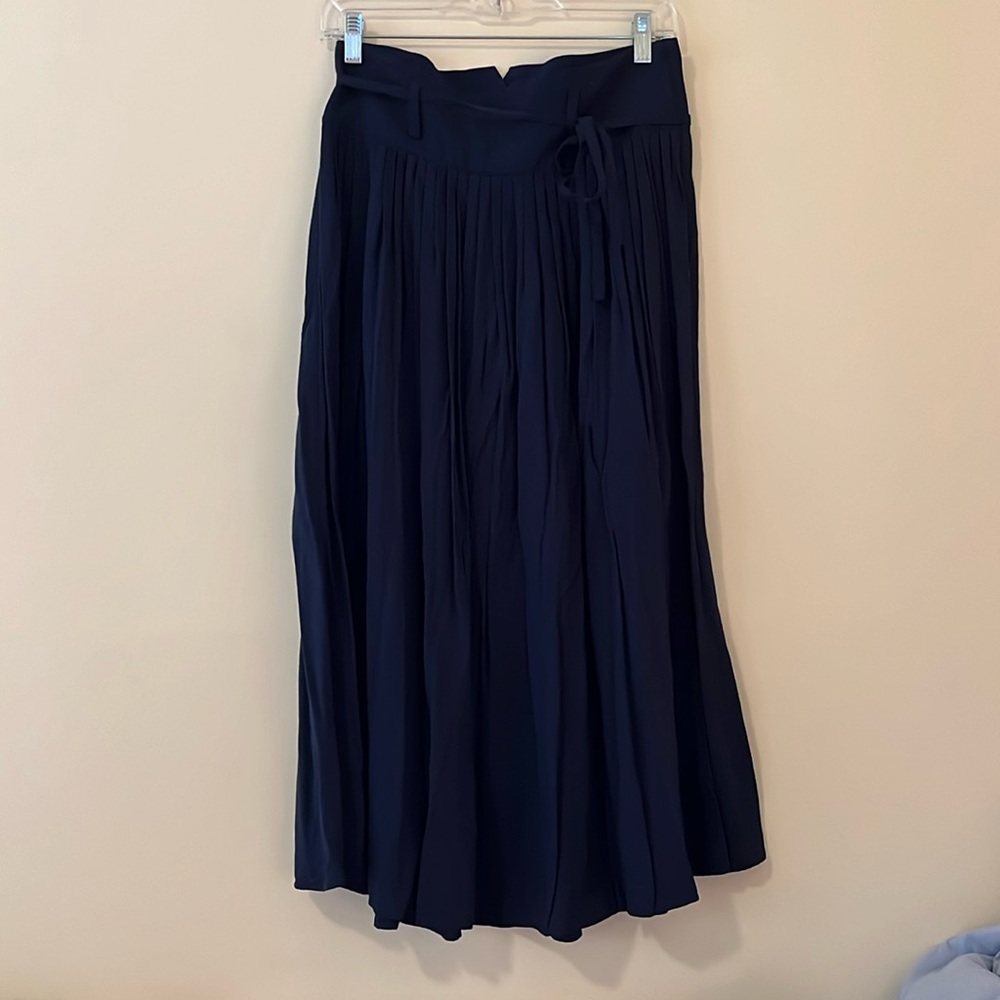 & Other Stories Navy Blue Pleated Maxi Skirt